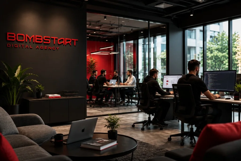 Studio mit Bombstart-Branding